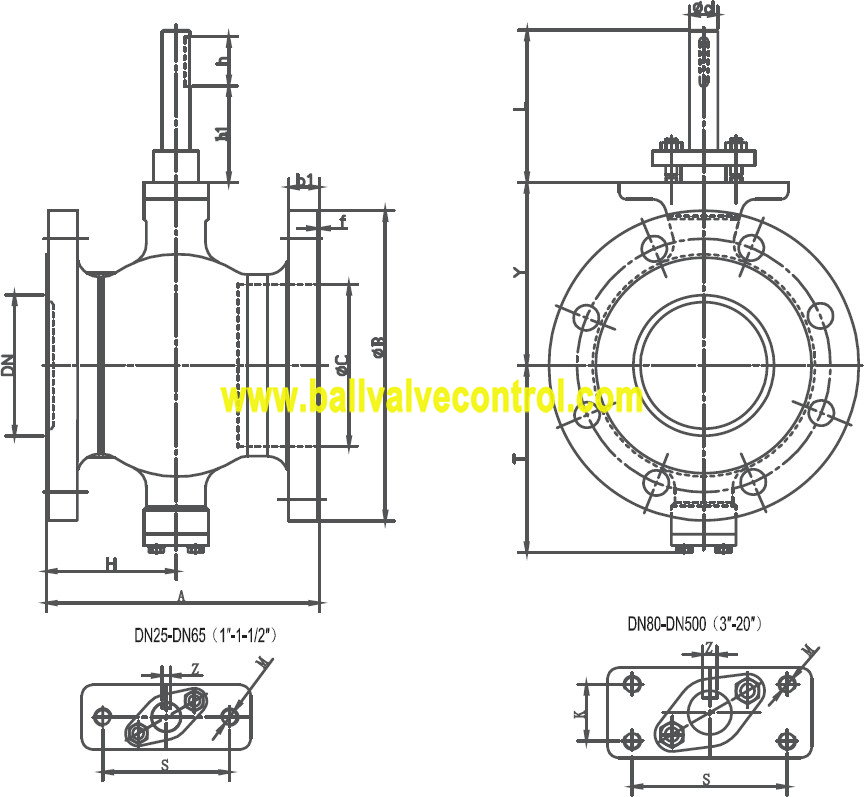 Stainless steel flange type segmented ball valve