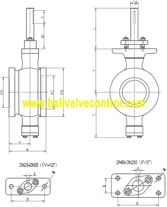 WCB WCC Worm gear segmented ball valve wafer type