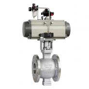 Pneumatic actuated stainless steel segmented ball valve