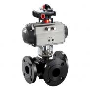 WCB WCC three way pneumatic ball valve