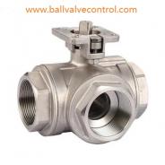 Female thread 3 way direct mount ball valve