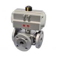 Stainless steel 3 way pneumatic ball valve