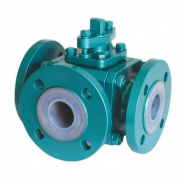 FEP PTFE PFA Lined 3 way ball valve