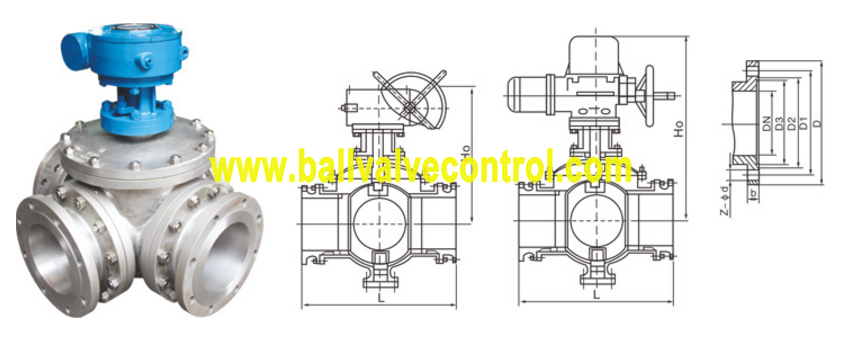 Worm gear top entry 3 way ball valve structure
