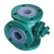 PTFE PFA lined three way ball valve