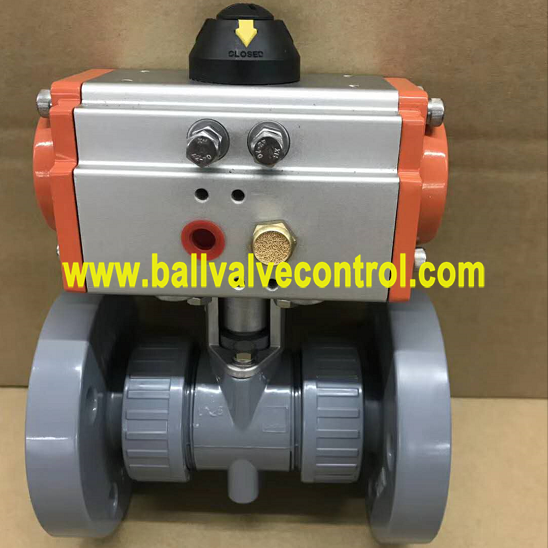 Pneumatic PVC ball valve flange end