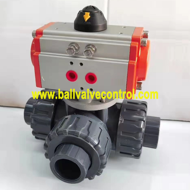 Pneumatic PVC ball valve 3 way