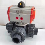 Pneumatic 3 way plastic ball valve