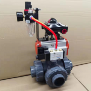 Pneumatic three way PVC ball valve