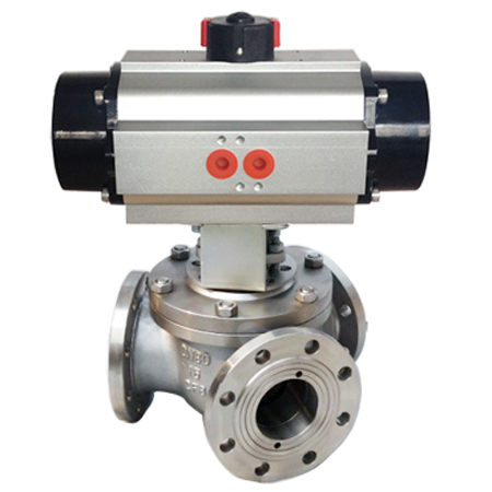 Pneumatic Y type 3 way ball valve 