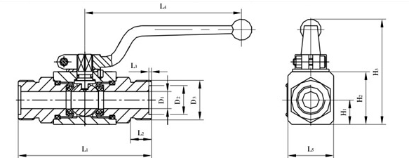 YJZQ Male hydraulic ball valve outline dimension