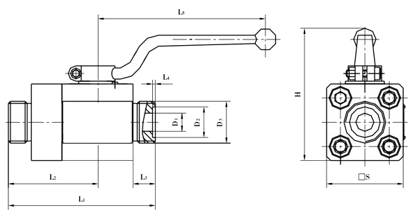 CJZQ High pressure hydraulic ball valve outline dimension