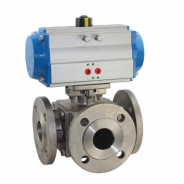 Pneumatic three way diverting ball valve