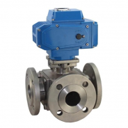 3 Way electric actuated flange ball valve