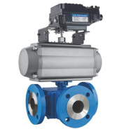 Carbon steel pneumatic 3 way ball valve