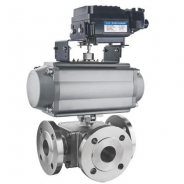 Pneumatic actuated 3 way stainless ball valve