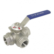 Lever Thread 3 way 304 316 SS ball valve