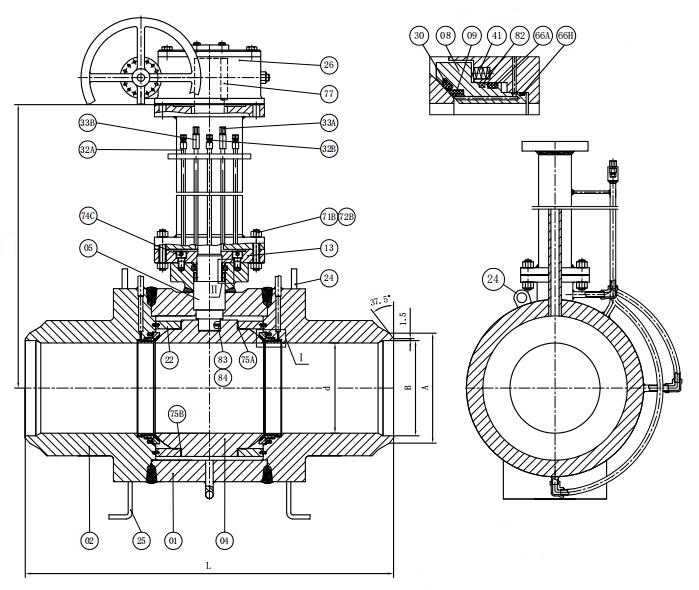 Fully welded ball valve structure