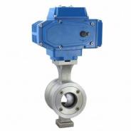 Motorized wafer V segment ball valve