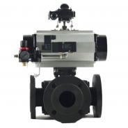 Air actuated cast steel 3 way ball valve