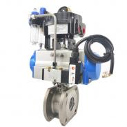 Pneumatic wafer type flanged ball valve