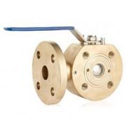 Three way bronze wafer type ball valve