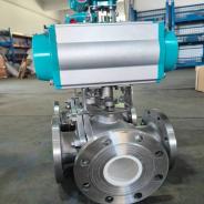 Pneumatic 3 way ceramic ball valve